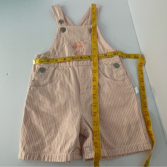 Covington Kids Striped Embroidered Shortalls Peach Cotton Denim Unisex 12M - Picture 14 of 14